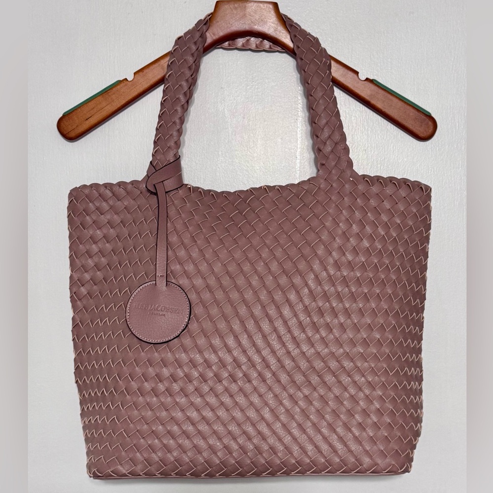 Ilse Jacobsen Reversible Vegan Leather Tote Bag in Metallic Rose/Crystal